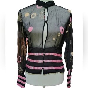 NEW• RETRO SHEER SILK BLOUSE